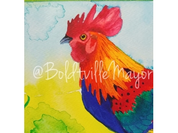 rooster watercolor painting